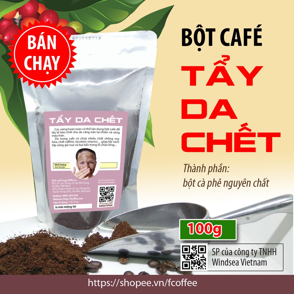 100g bột cafe tẩy da chết ( bột cà phê)