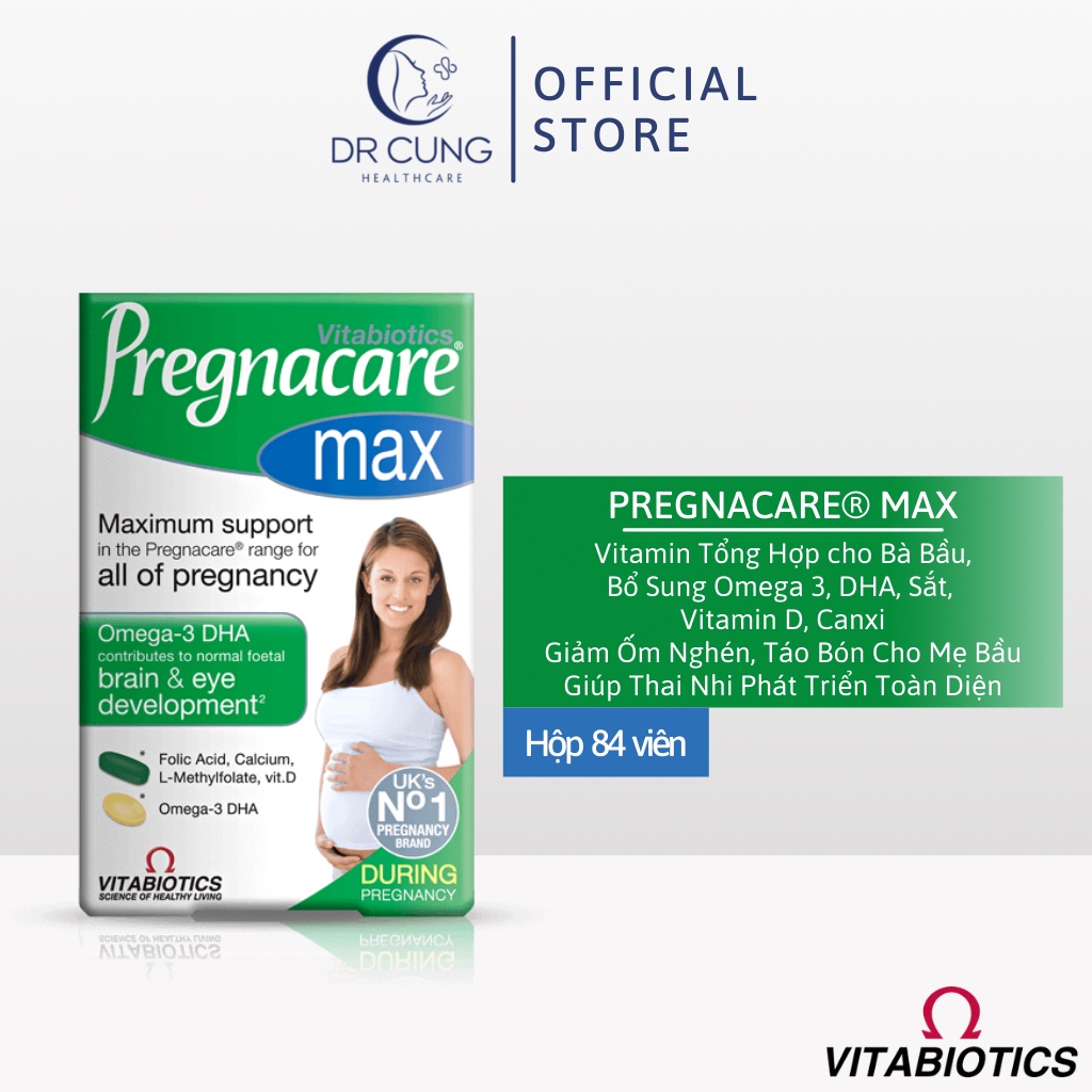 Pregnacare Max - Vitamin Tổng Hợp Cho Bà Bầu, Omega 3, DHA Bầu, Sắt, Vitamin D, Canxi (Hộp 84 Viên) [Chính Hãng]