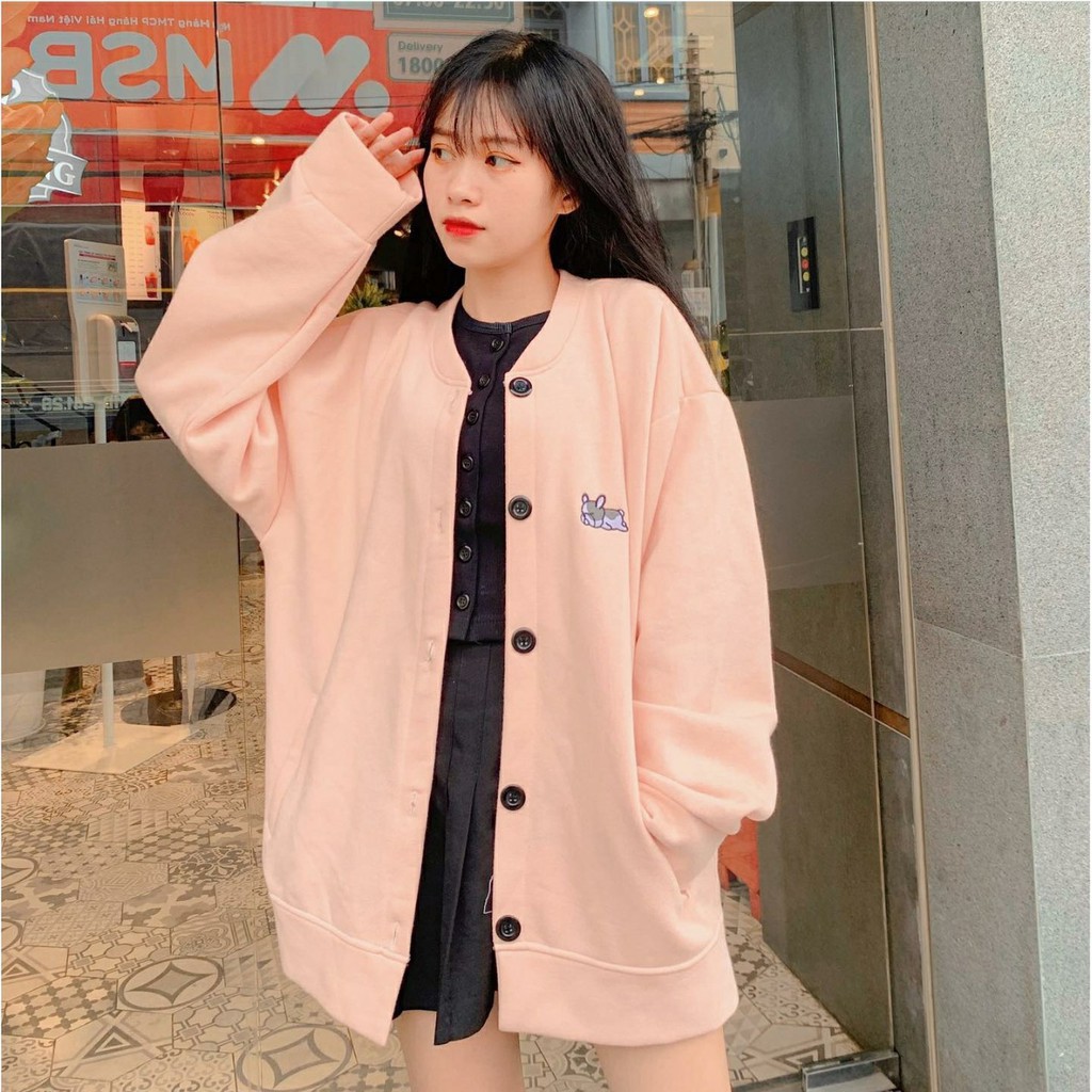 Áo khoác nỉ chống nắng Cardigan nam nữ form rộng thêu bé cún xinh đẹp Freesize mặc vừa từ 40-60kg | BigBuy360 - bigbuy360.vn