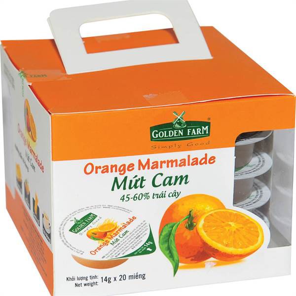 Mứt cam/ dâu Golden Farm lốc 20 vỉ x 14g