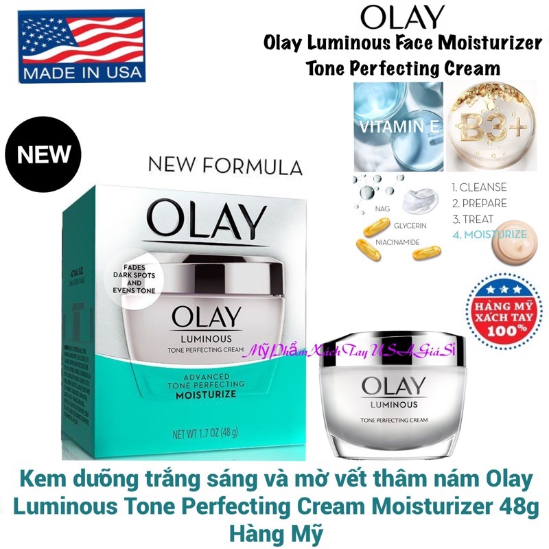 Kem olay trắng sáng giảm nám và tàn nhang hiệu quả Olay Luminous Tone Perfecting cream 48g
