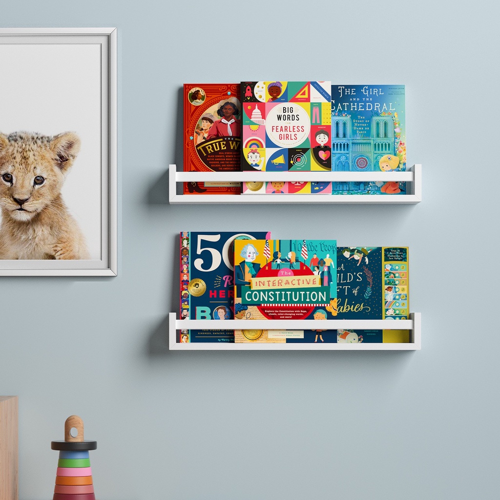Giá sách gỗ kiêm decor chữ U TopV kệ sách để bàn treo tường để đựng đỡ kê vở cho bé nhỏ mini giá rẻ trắng Làm vườn TopV
