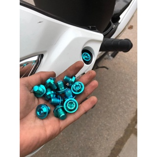 ốc titan salaya gr5 lắp chân gương sịn ren thuận nghịch chân 10li gắn các loại xe như wave vision exciter sirius winner