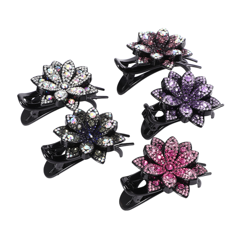 Kẹp tóc mặt hình hoa đính pha lê nhiều màu thời trang cho nữ
