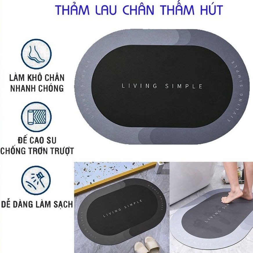 Thảm Lau Chân Nhà Tắm Siêu Thấm Hút, Thảm Chùi Chân Chống Trơn Trượt Cao Cấp 2022