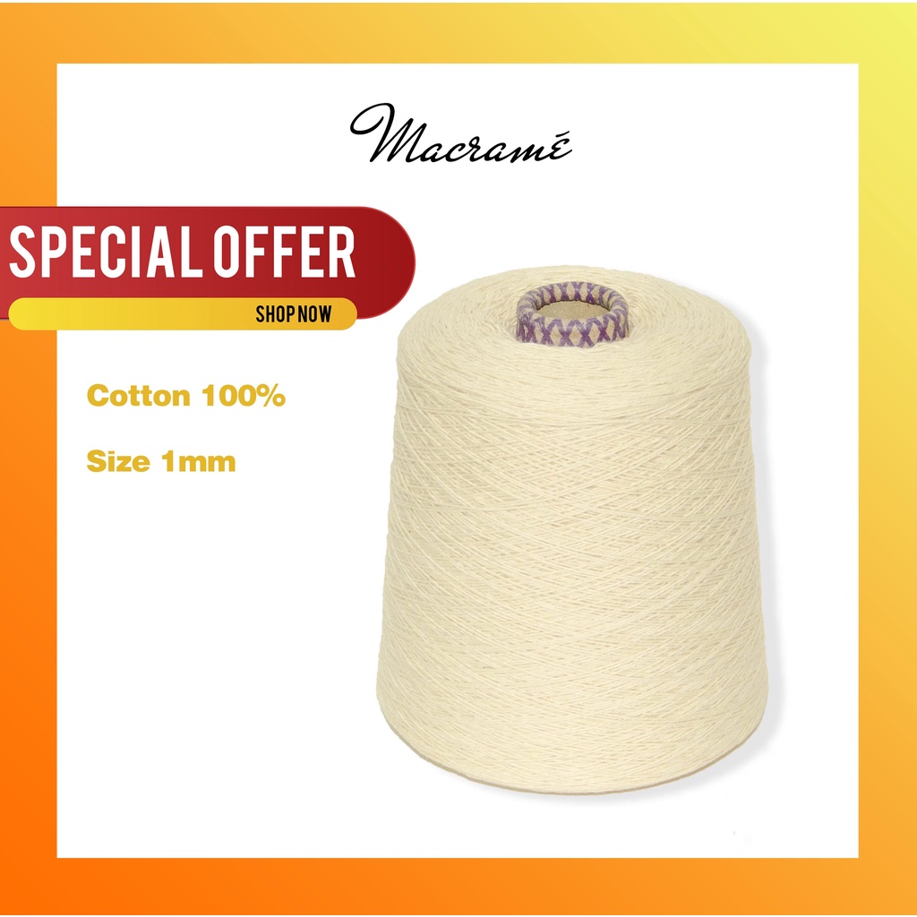 Dây làm Dreamcatcher, móc Macrame 1 xoắn (1mm) màu kem_ Macrame Twine ( color: cream ) I Phụ kiện Macrame