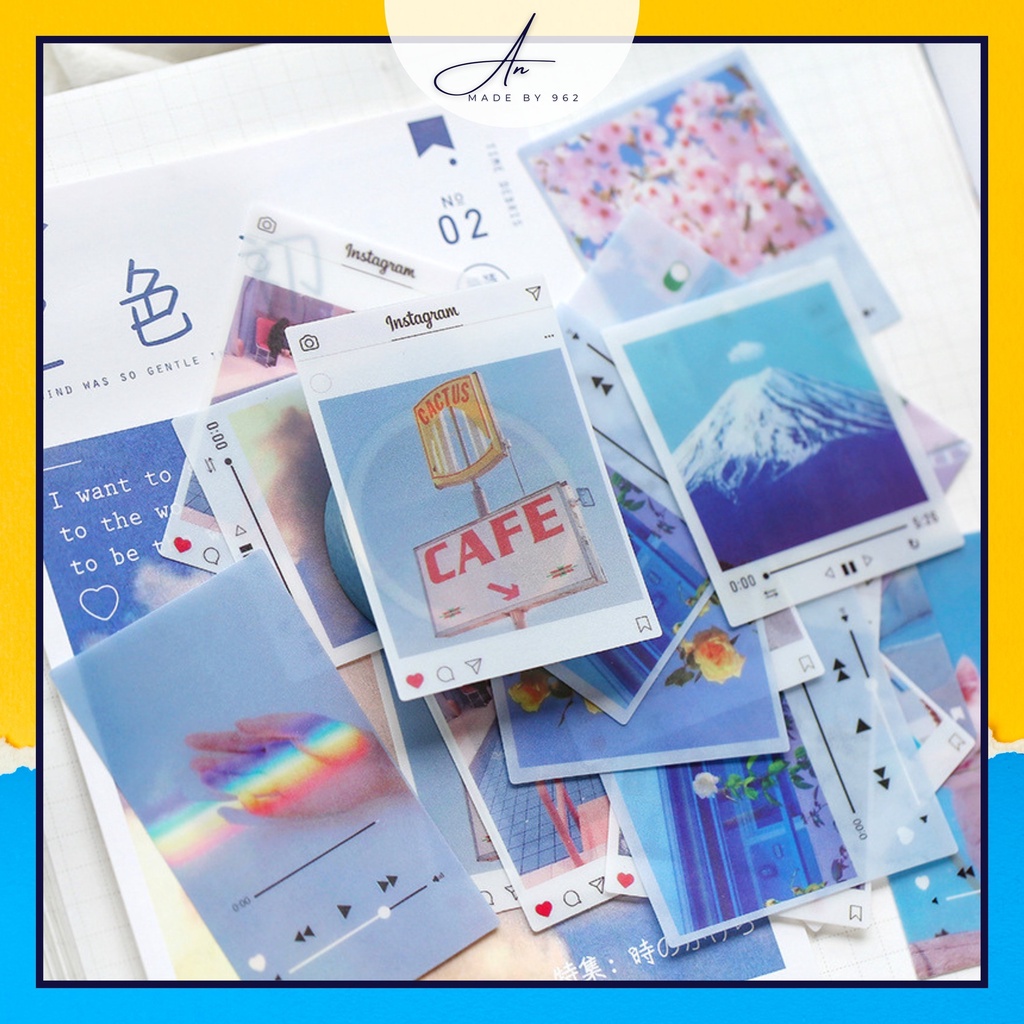 Set 40 tấm sticker dán laptop, điện thoại, bàn học, trang trí sổ tay Vintage Decor