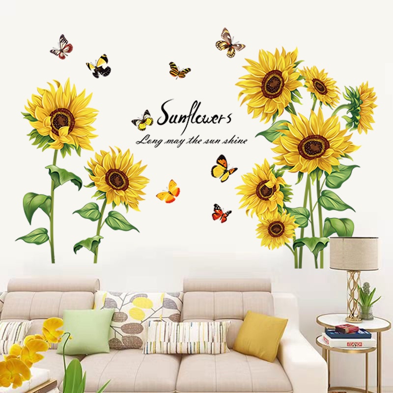 Decal dán tường Hoa hướng dương mới 3D SIÊU ĐẸP