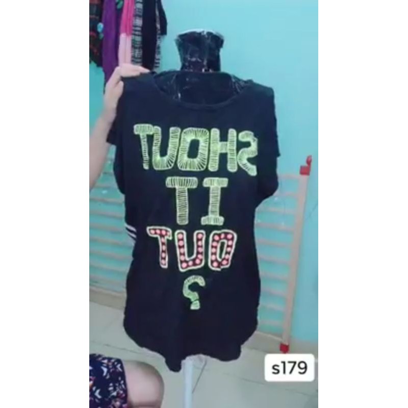 áo thun cánh dơi phối voan kẻ sọc. S179