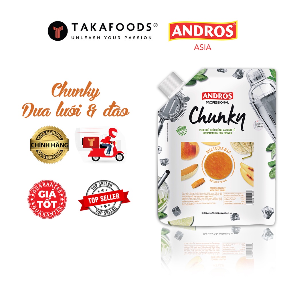 Mứt Trái Cây Chunky Dưa Lưới Đào Bịch 1Kg.Hàng công ty có sẵn giao ngay