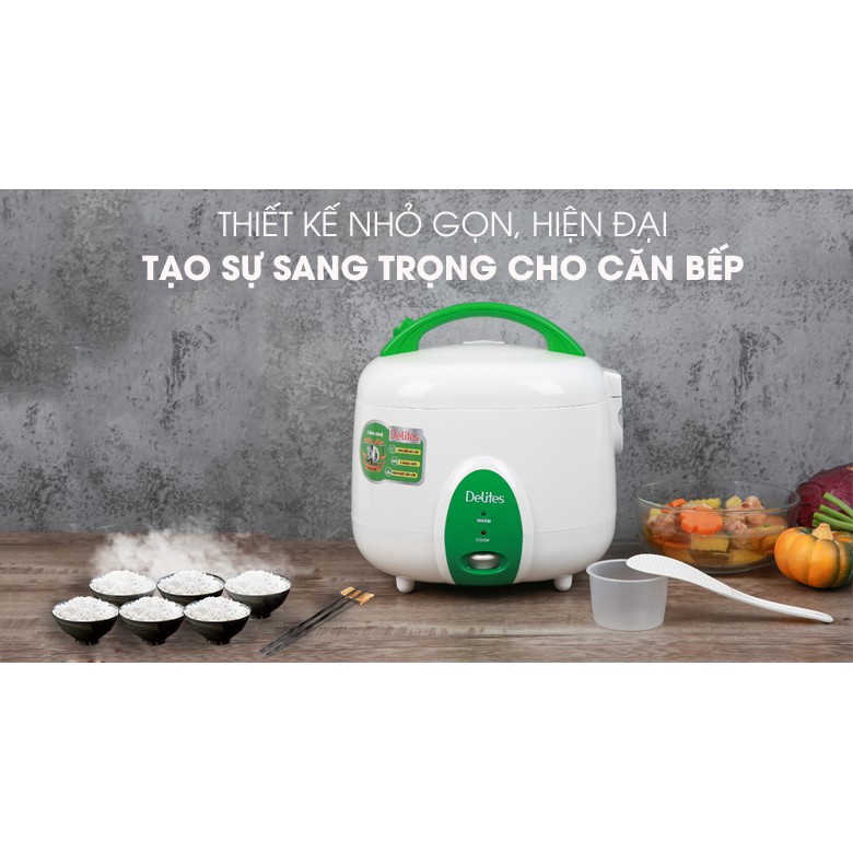 Nồi cơm nắp gài Delites 1.8 lít NCG1010 - trưng bày Lòng nồi bằng hợp kim nhôm tráng men chống dính bền tốt