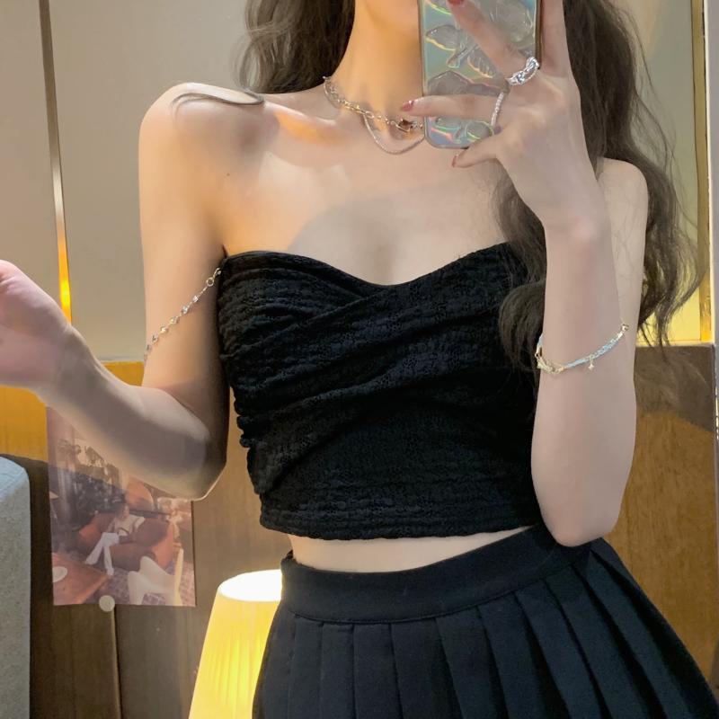 Áo Ống Hai Dây Viền Ren Đơn Giản Phong Cách Hàn Quốc Cho Nữ