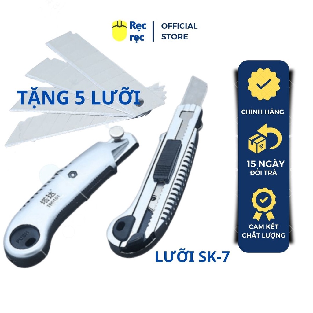 Tặng 5 lưỡi - Dao rọc giấy lớn - thay lưỡi liên tục DRG14