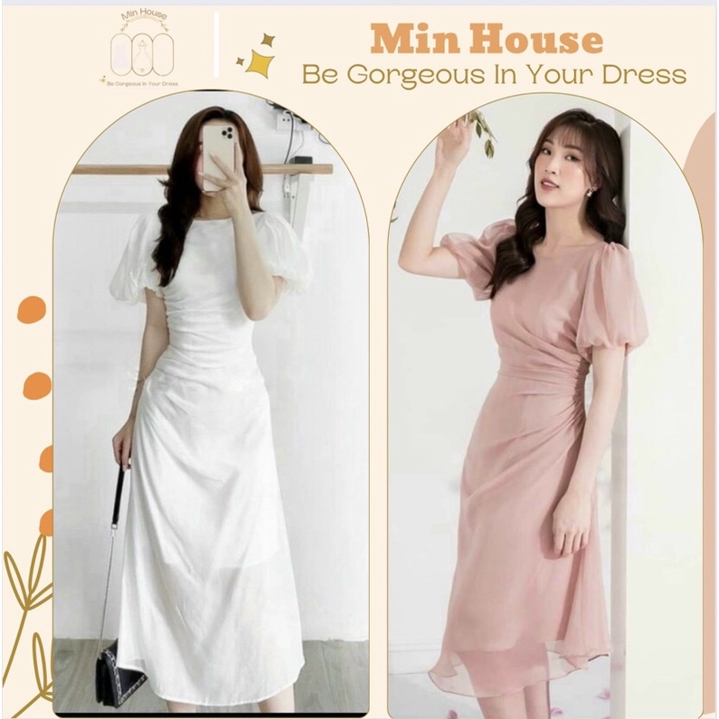 váy trắng dự tiệc nữ thanh lịch-Hàng cao cấp-đầm dự tiệc xinh nhẹ nhàng phong cách hàn quốc-Min house
