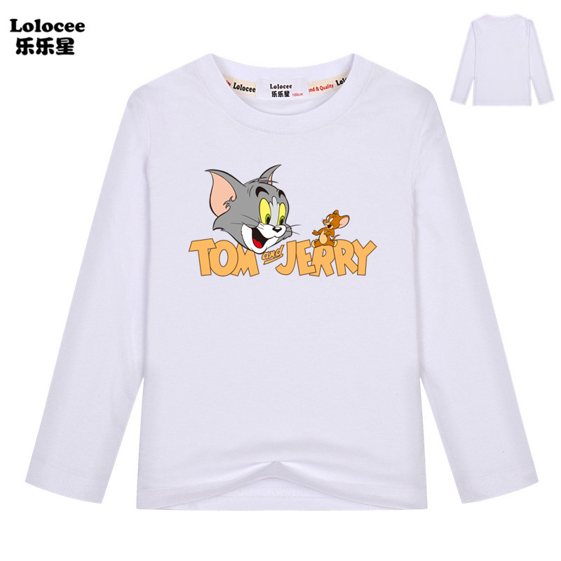 Áo Thun Tay Dài In Hình Tom &amp; Jerry Đáng Yêu Cho Bé
