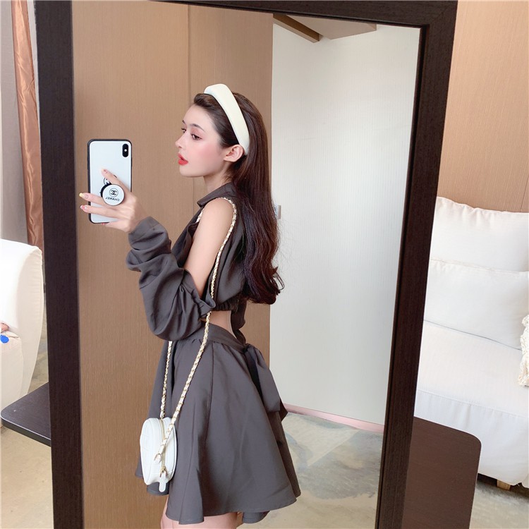 Đầm dáng xòe nữ tay dài mini Emilyshop