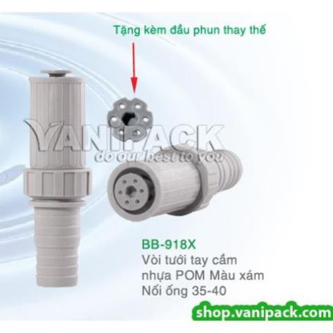 Vòi tưới nhựa màu xám chuyên dùng tưới vườn rẫy cà phê rất bền xài ống 35-40mm tặng kèm đầu phun (BB-918X)