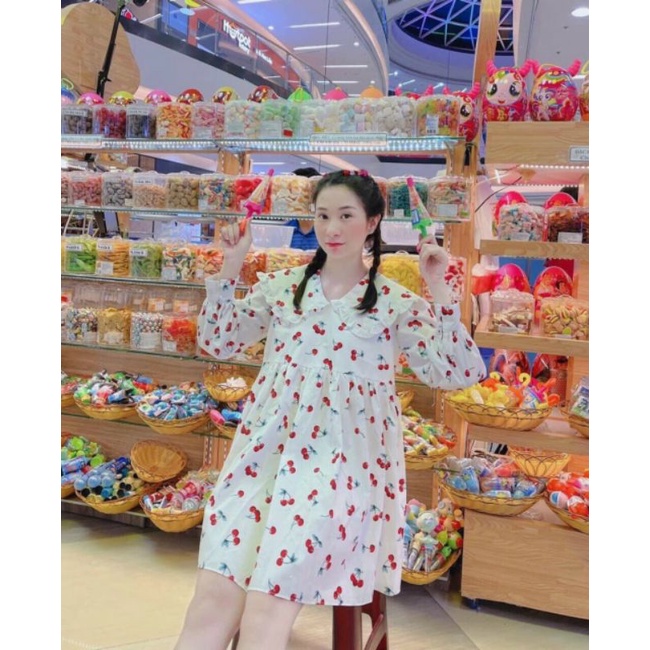Đầm baby doll in hoa quả