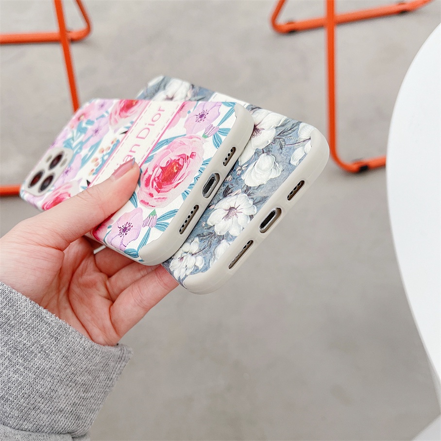 Ốp điện thoại TPU in họa tiết hoa sơn dầu dễ thương cho For iPhone 13 12 11 Pro Max Se 2020 Xr X 7 8 Plus