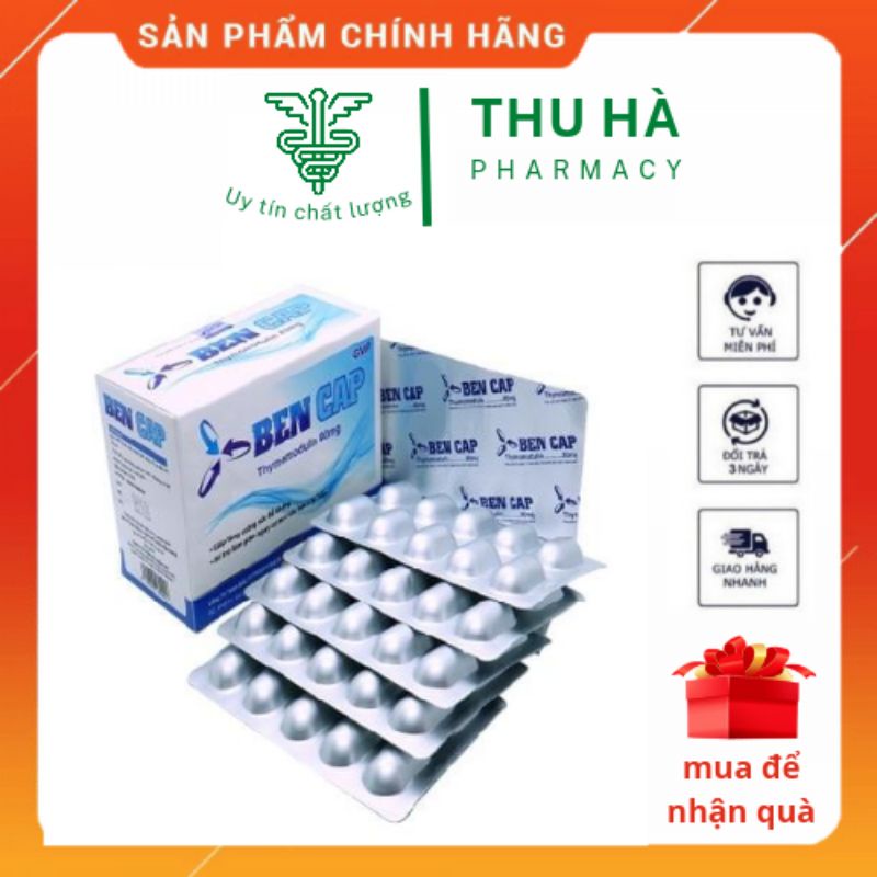 Viên uống tăng đề kháng Ben Cap - thymomodulin 80mg hỗ trợ tăng để kháng cơ thể - Sản xuất Vgas - Hộp 60 viên