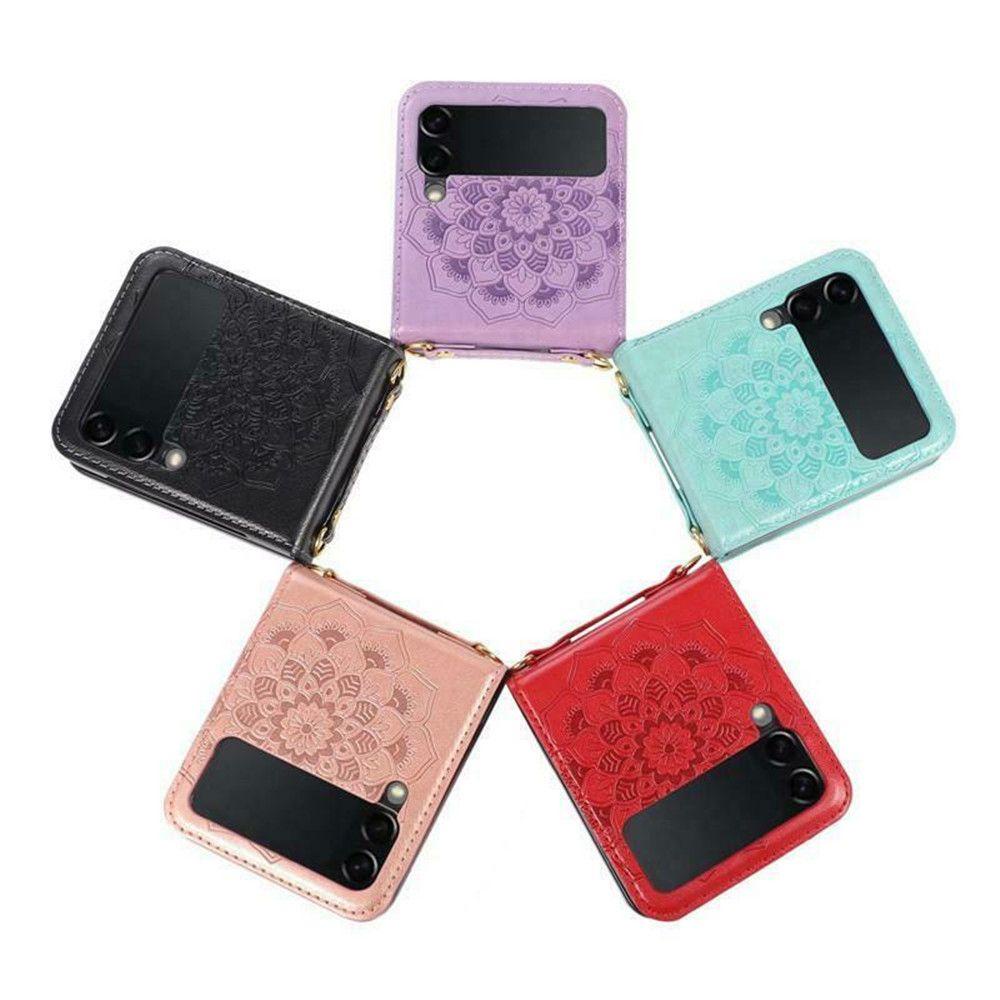 MYRONGVN Ốp Điện Thoại Da PU Chống Rơi Chống Sốc Cho Samsung Galaxy Z Flip 3