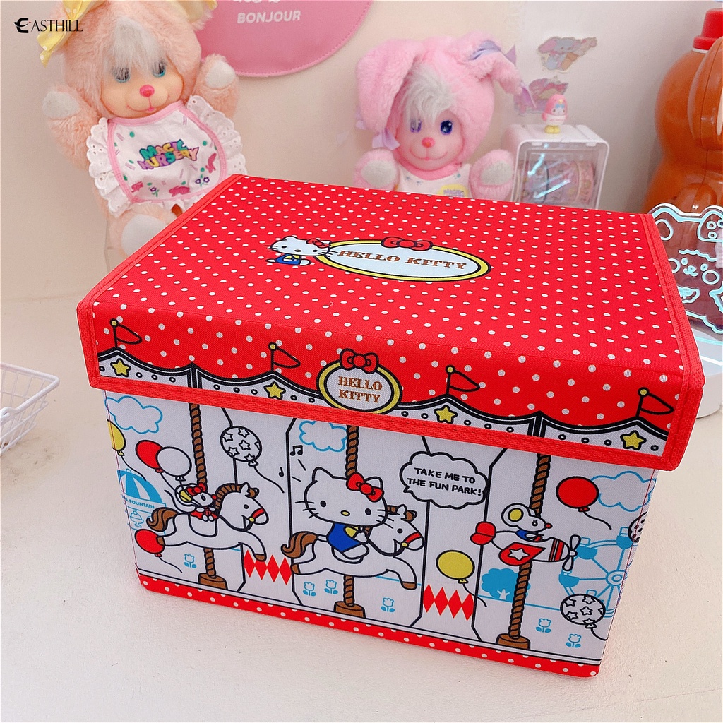 Giỏ Đựng Đồ Chơi Bằng Vải Hình Vuông Cỡ Lớn In Họa Tiết Hoạt Hình My Melody Kuromi Đáng Yêu Có Thể Gập Gọn Sắp Xếp Gọn Gàng Cho Phòng Ngủ