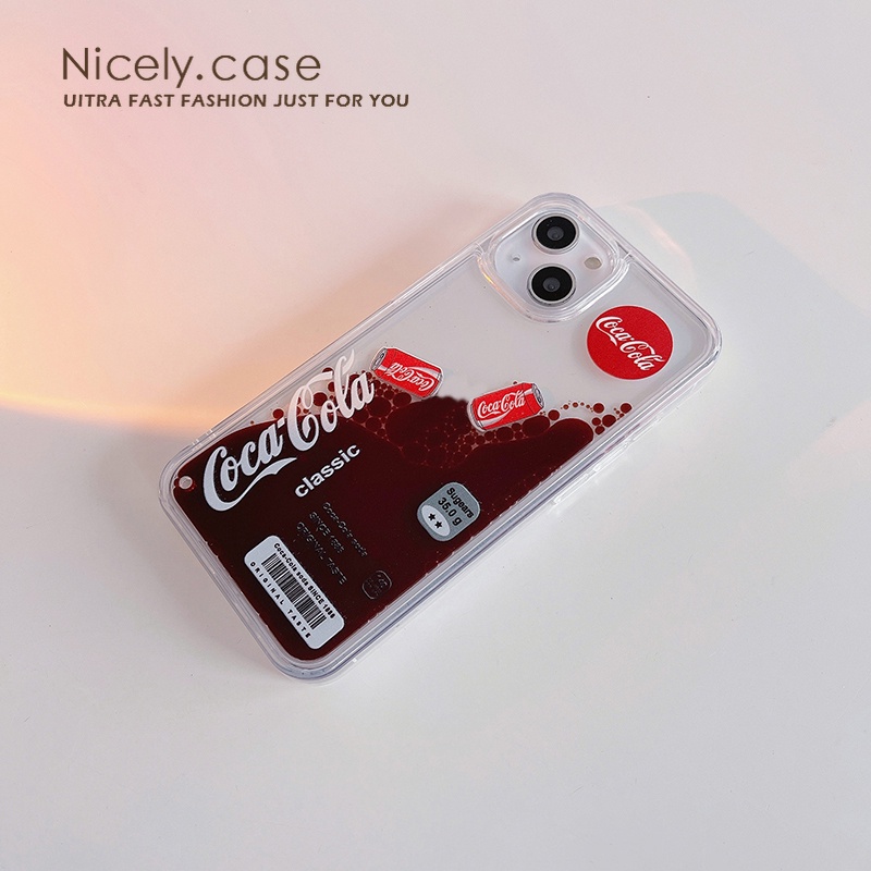 Coca cola Ốp Điện Thoại acrylic Chống Sốc Phối Kim Tuyến Nước Cho iphone 15 plus 14 13 12 11 pro max x xr xs max 6 7 8plus