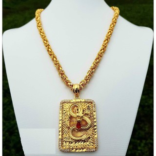 Dây chuyền rồng cuộn mặt rồng vàng