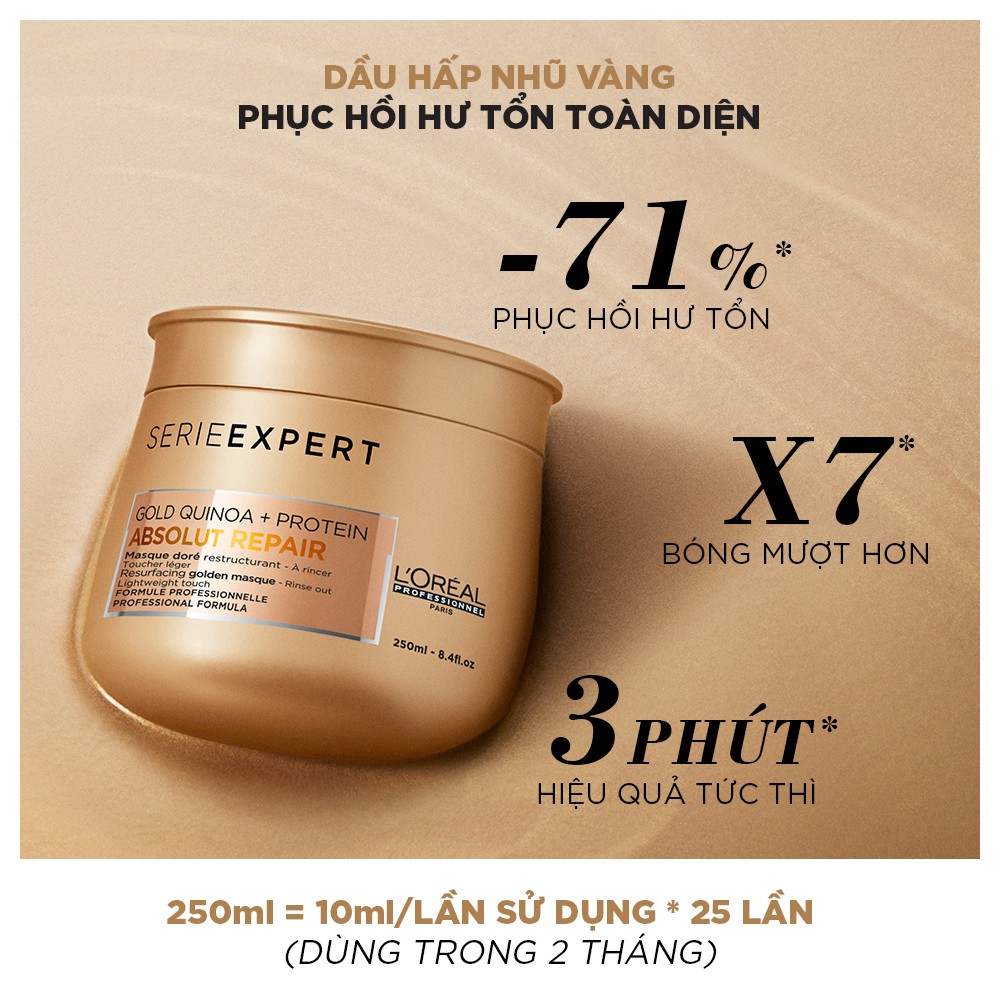 [Mã COSPPD03 giảm 10% đơn 600K] Dầu hấp nhũ vàng phục hồi hư tổn toàn diện Serie Expert Absolut Repair 250ml