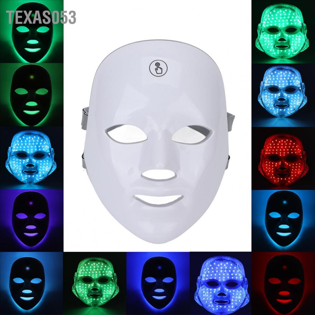 [Hàng HOT] Mặt Nạ Ánh Sáng Sinh Học Mặt Nạ Đèn Led 7 Màu làm trắng săn chắc đẹp điều trị mụn【Texas053】