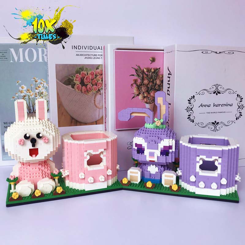 lắp ráp 3d ống đựng bút thỏ tím stella lou, thỏ hồng cony, vịt vàng 1000 mảnh quà tặng sinh nhật bạn trai bạn gái trẻ em