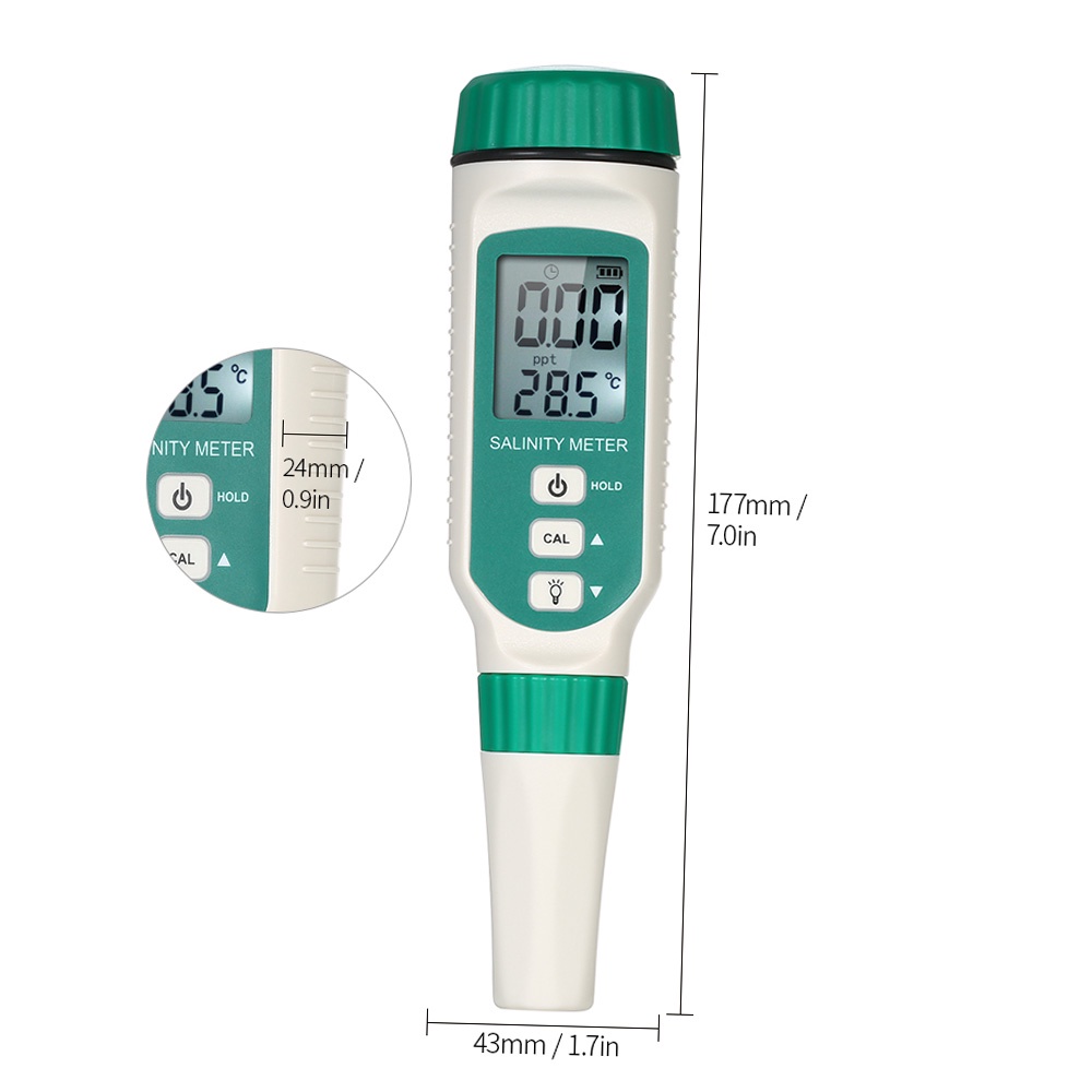 SMART SENSOR Portable Salinity Meter Handheld ATC Salinometer Halometer Salt Gauge Salty Brine Meter Seawater Salinity Refractometer Food Salinity Tester Meter