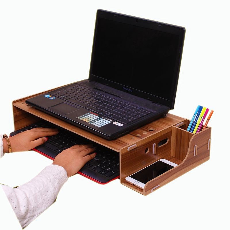 Kệ để máy tính xách tay và nâng cao chiều Giá đỡ đế làm mát bằng gỗ bàn ký túc xá <
