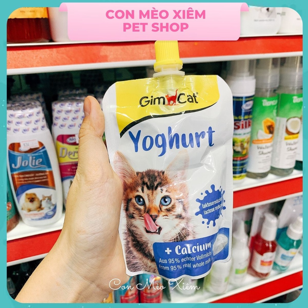 Sữa chua cho mèo Gimcat yoghurt 150g, bổ sung canxi tiêu hóa cho thú cưng Con Mèo Xiêm
