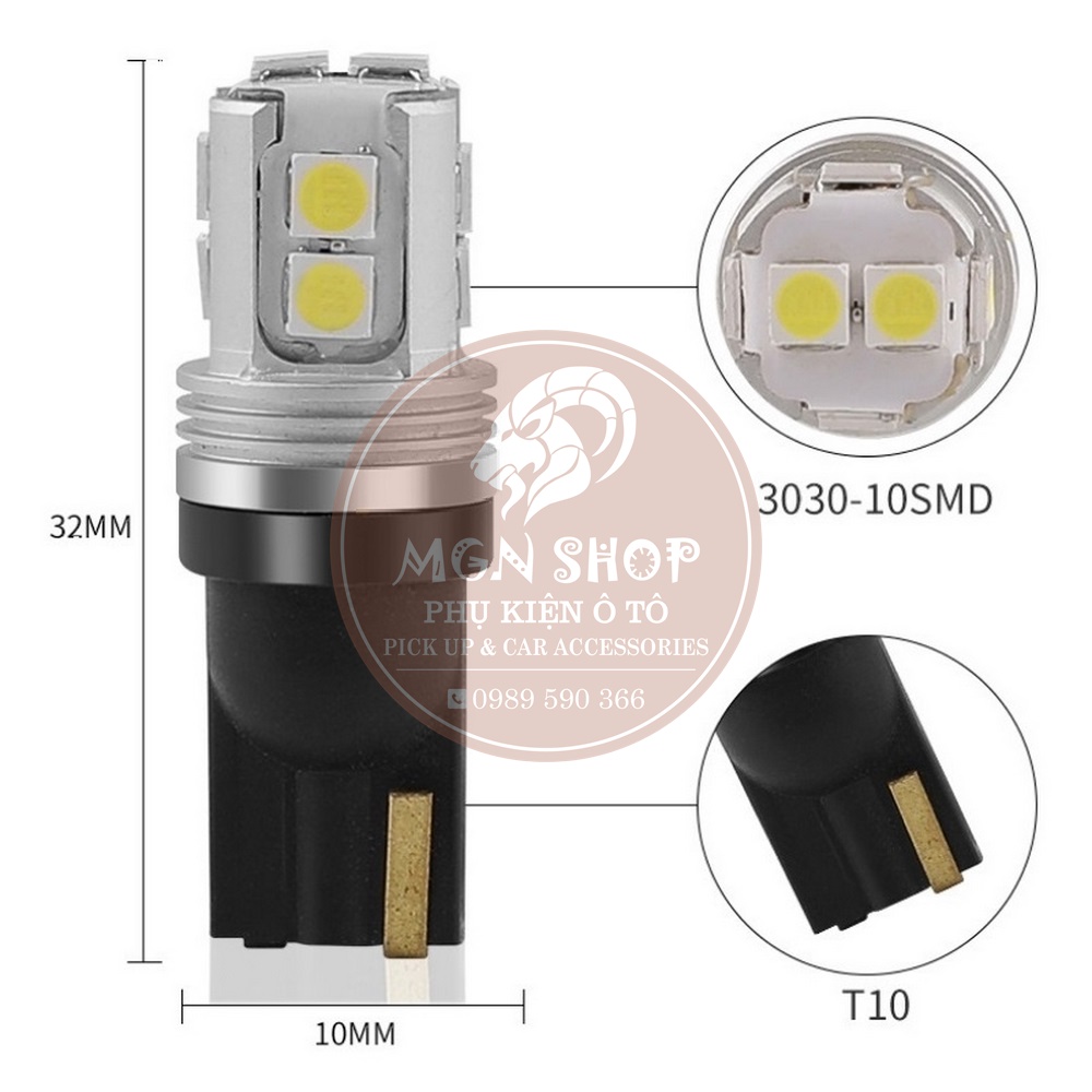 LED [T10] [10 Chip Led SMD] [siêu sáng] [7 màu] [01 bóng] dành cho ô tô xe máy