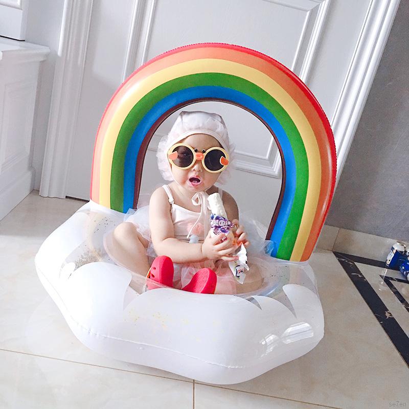 Phao Bơi Dày Hình Đám Mây Phối Cầu Vồng Xinh Xắn Cho Bé