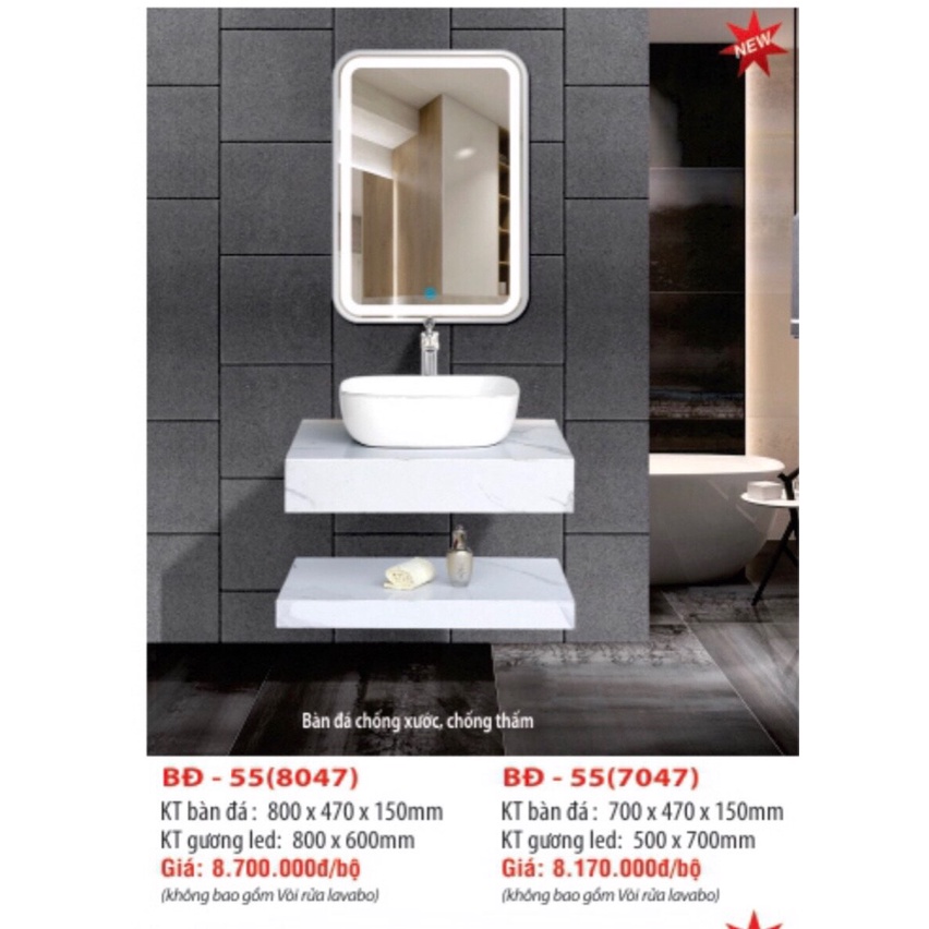 combo tủ lavabo, chậu rửa mặt lavabo, gương tủ, gương led cảm ứng, bàn đá 2 tầng