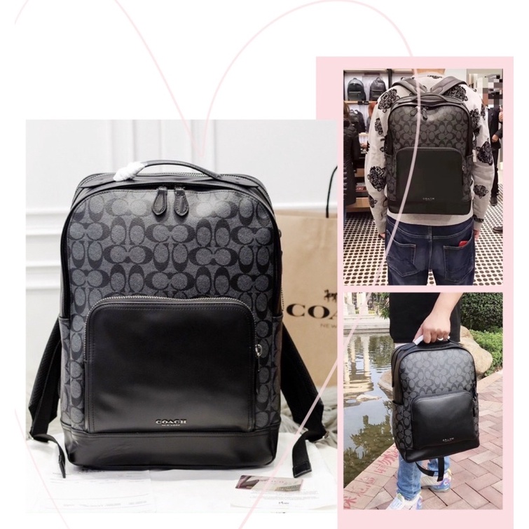 TNS - Balo nam form vuông vừa laptop siêu hottrend Graham backpack-chất da cao cấp-màu đen chữ phối cá tính