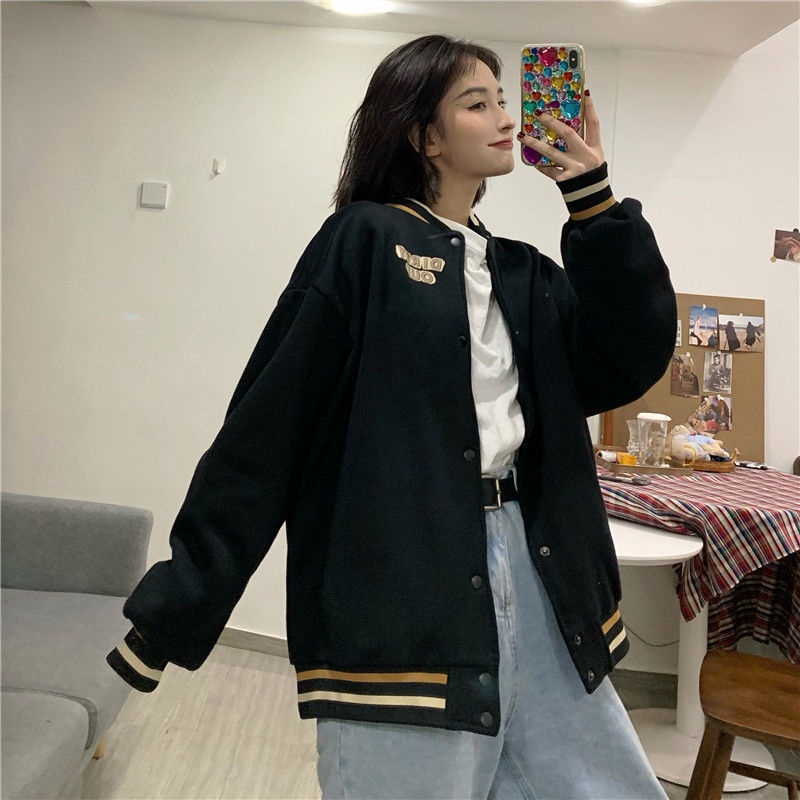 Áo Bomber Jacket Nữ BOM HOUSE Áo Khoác Nỉ Unisex Nam Nữ Bóng Chày Teddy