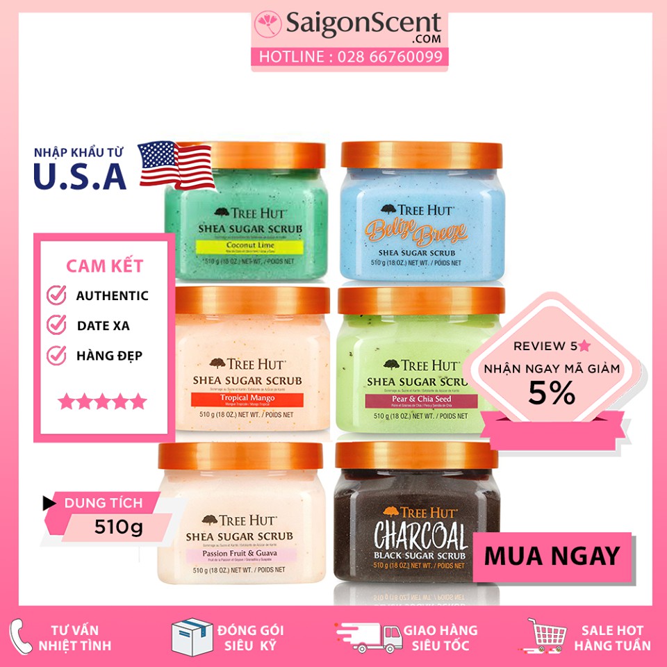 [ Phân Loại ] Tẩy Tế Bào Chết Toàn Thân Tree Hut Shea Sugar Scrub (510g)