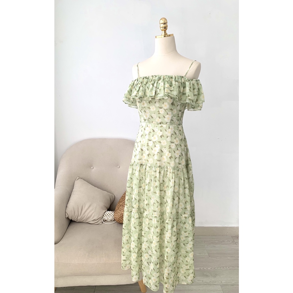 TIELA Đầm váy hoa trễ vai bèo nhún -P osay Dress