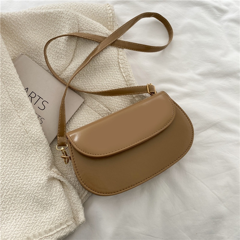 Túi đeo vai hình bán nguyệt màu trơn đơn giản thời trang