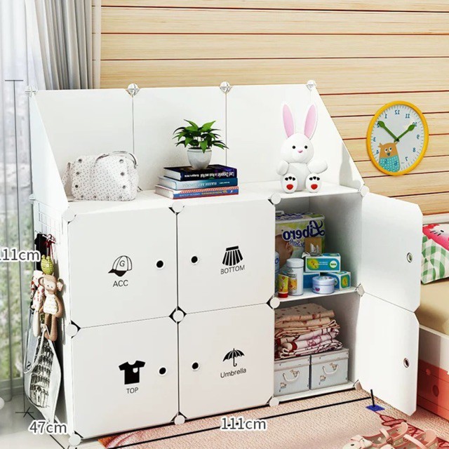 TỦ NHỰA GHÉP ĐỰNG QUẦN ÁO ĐA NĂNG 6 Ô VÀ 3 KỆ GÓC ĐỂ ĐỒ ĐA NĂNG SÂU 47cm. Tặng kèm 1 móc cài sườn trị giá 20k.