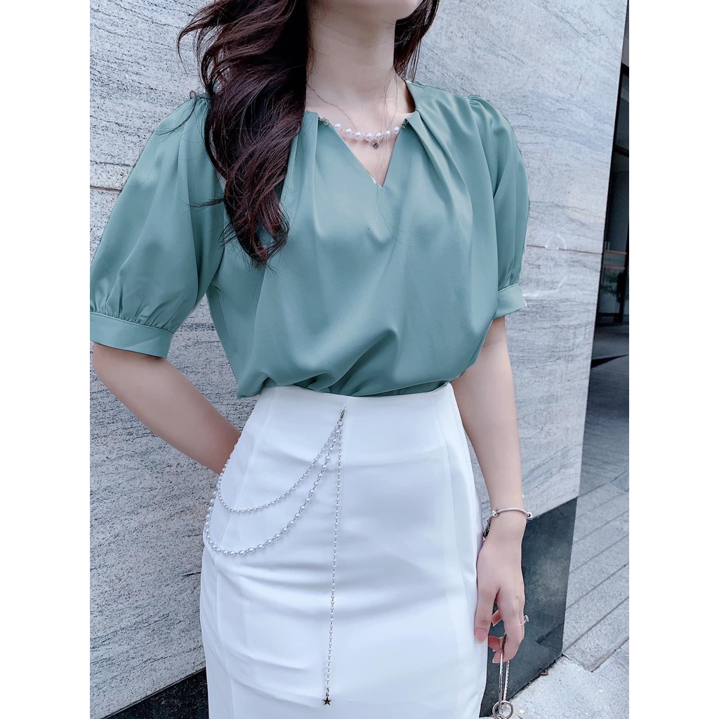 Áo sơ mi công sở ❣️FREESHIP❣️ÁO SƠ MI CỔ V CƯỜM- Hàng thiết kế chuẩn