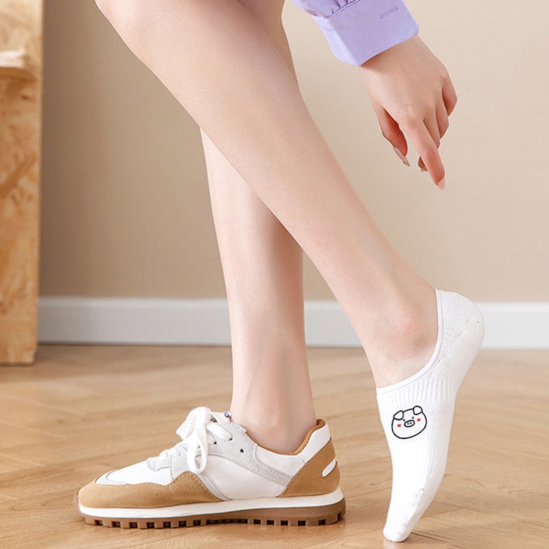 1 Đôi Vớ Cổ Thấp In Hình Động Vật Dễ Thương Cho Nam Và Nữ