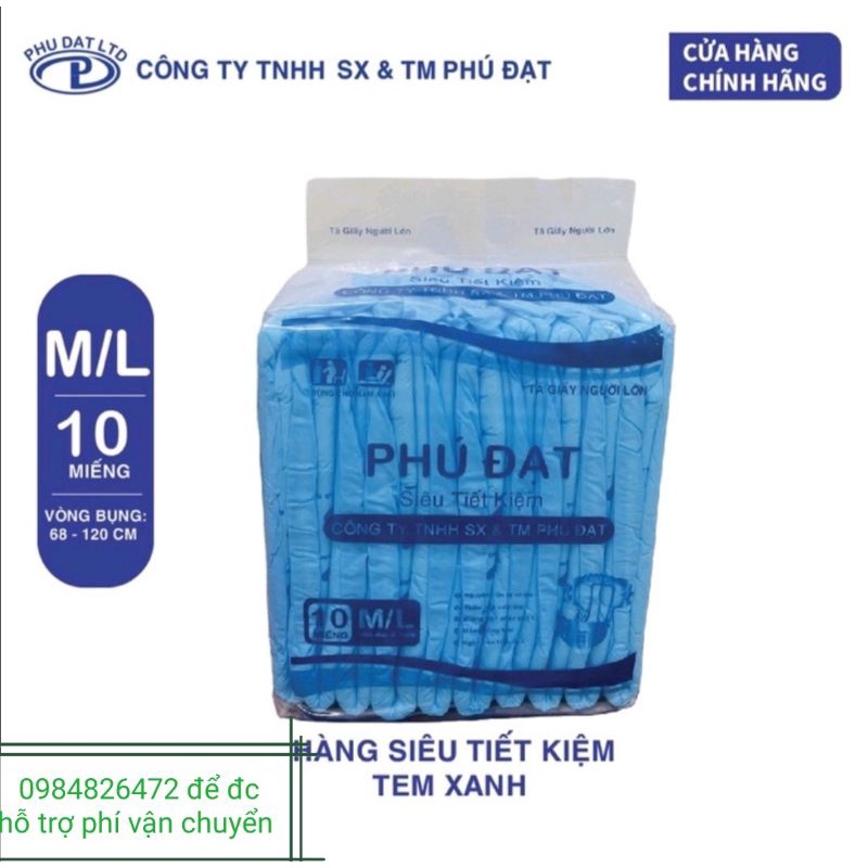 Bỉm dán người già 50 miếng tã Phú Đạt mẫu mới có 2 vách chống tràn 2 bên size M /L từ 40_80kg dùng