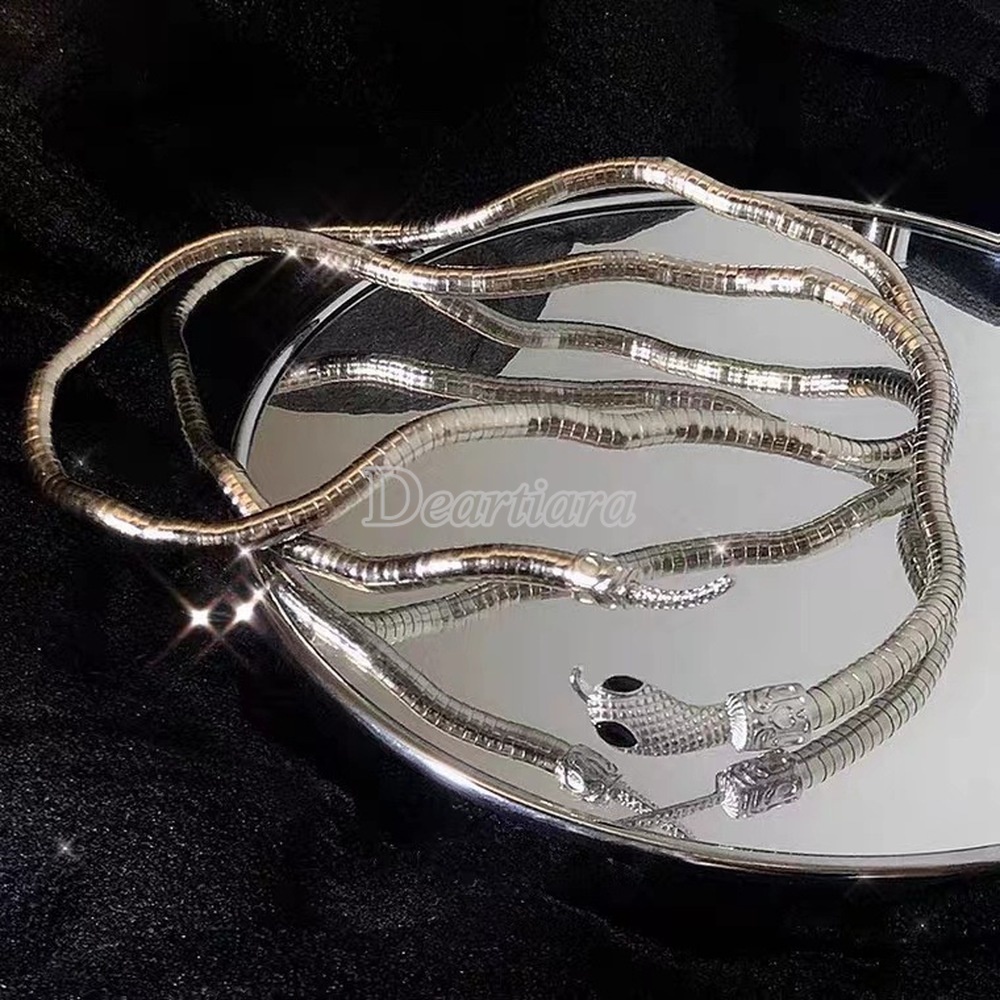 Niche Vòng cổ Thiết Kế Hình Rắn Cá Tính Cảm Giác Chạm Màu Tối Cho Nam Và Nữ