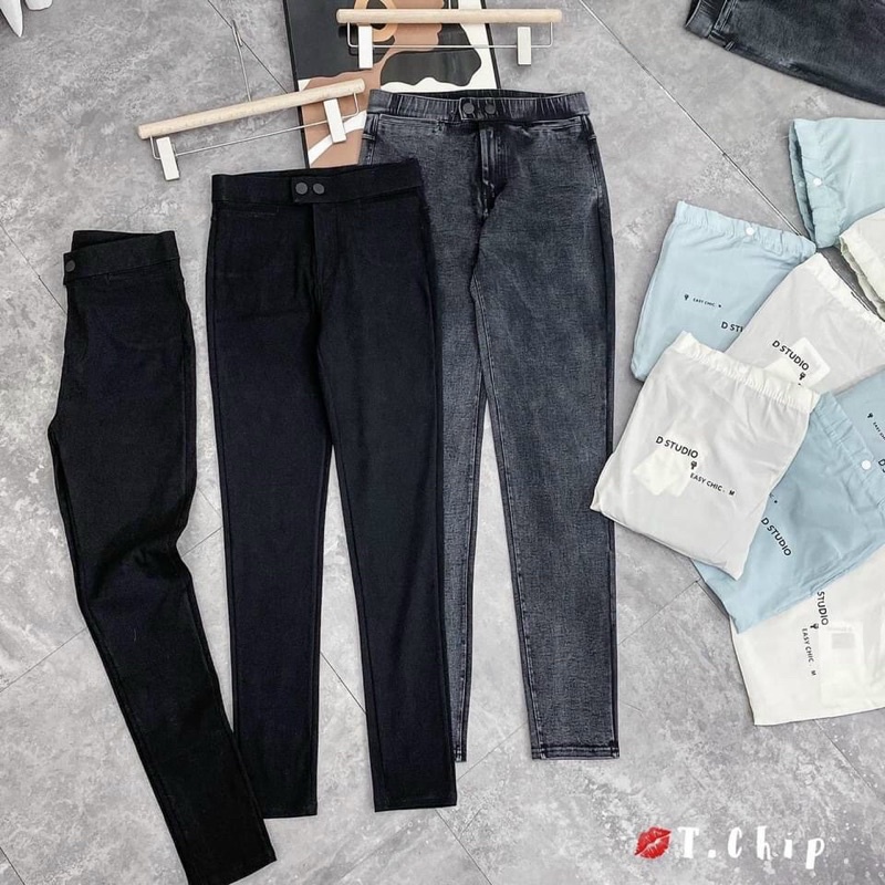 Quần legging jean giấy cạp chun túi xanh sịn sò