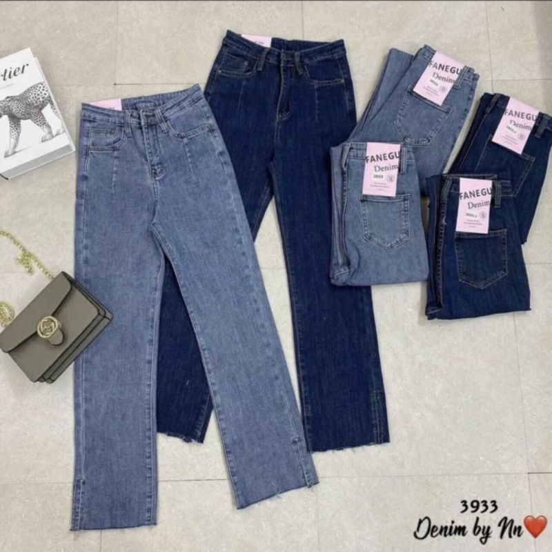 Quần jeans ống đứng cạp cao tôn dáng