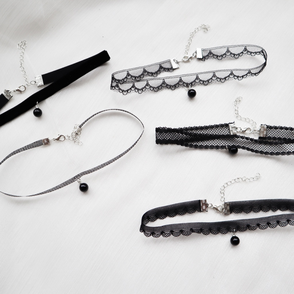 Vòng Cổ Choker Ren Màu Đen Đính Ngọc Trai Phong Cách retro Thời Trang Xuân Hè Cho Nữ